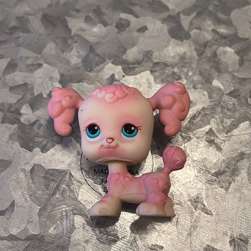 Littlest Pet Shop Pink and Cream Puppy Figure #255 poodle